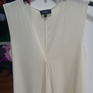 Theory Cream Sleeveless V-Neck Top